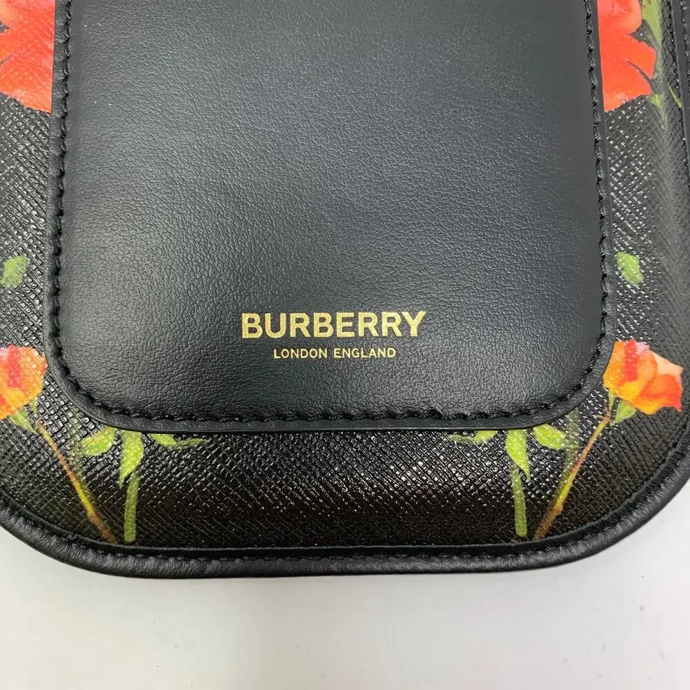 Burberry Rose Print E-Canvas Anne Phone Case Crossbody W/Card Slots 2021 SS